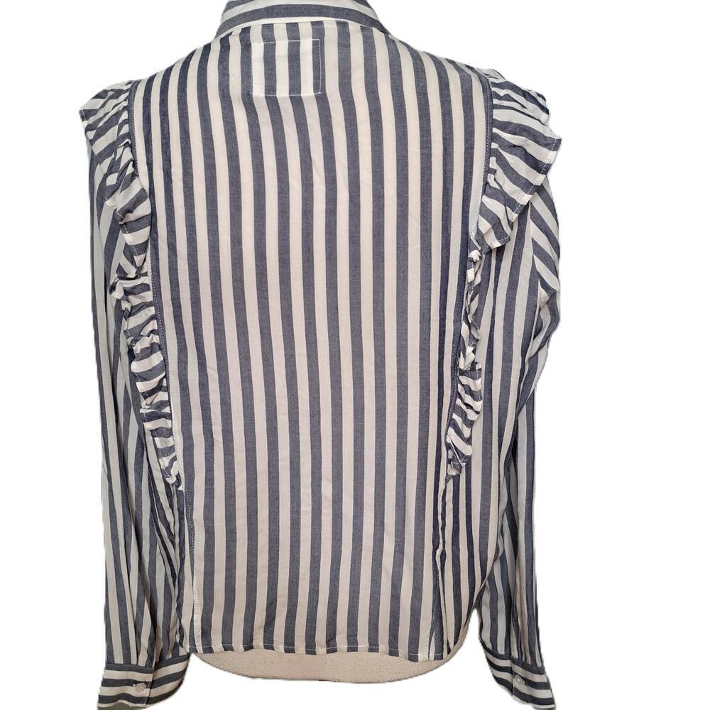 Rails Piper Ocean Women's Gray White Striped Button-Up Shirt Blouse Top Size Med - Picture 5 of 9